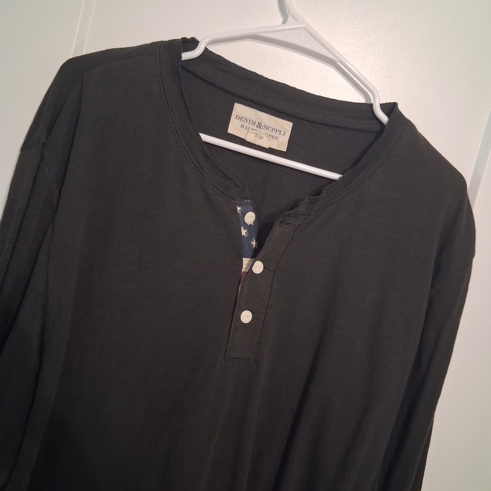 Denim & Supply Ralph Lauren Henley Mens XXL Charcoal Stars Stripes Americana Top